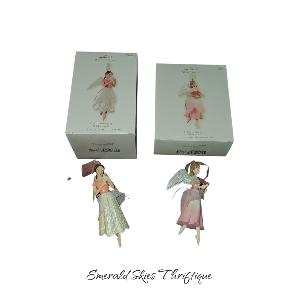 Hallmark Keepsake Holiday Angel Ornaments, Lot Of 2.